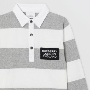 Burberry Long-sleeve Striped Cotton Polo Shirt